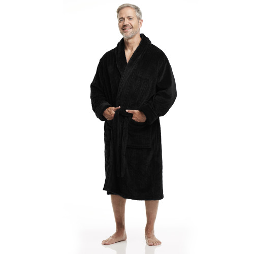 Robe de chambre pour hommes avec un col châle en polaire doux