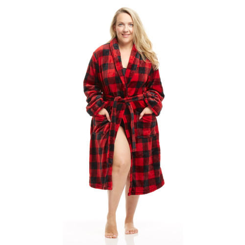 Women's Shawl Collar Full Length Soft Fleece Bath Robe