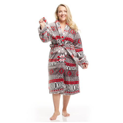 Women's Shawl Collar Full Length Soft Fleece Bath Robe