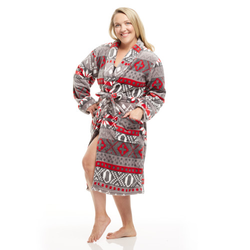 Women's Shawl Collar Full Length Soft Fleece Bath Robe