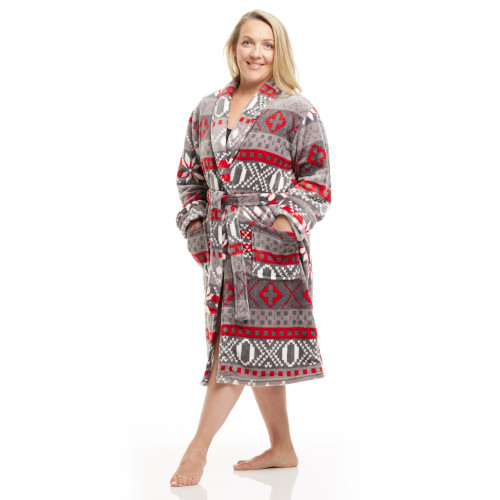 Women's Shawl Collar Full Length Soft Fleece Bath Robe