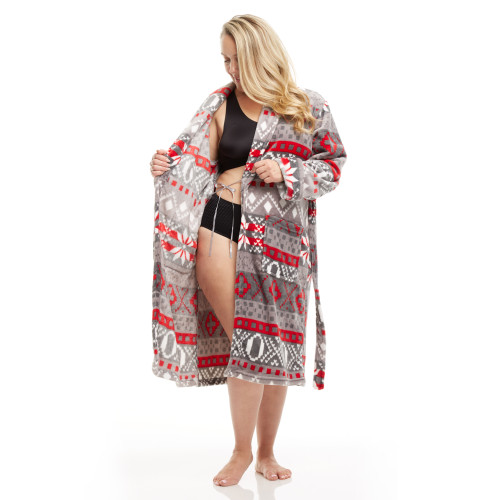 Women's Shawl Collar Full Length Soft Fleece Bath Robe