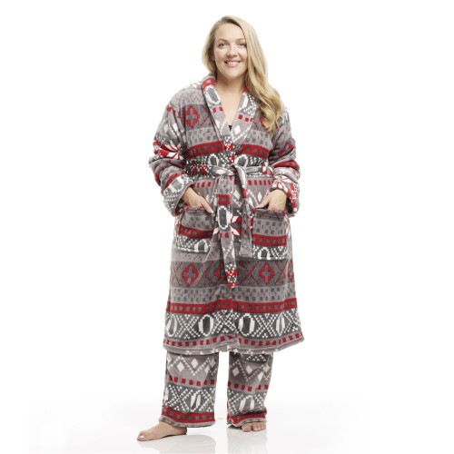 Women's Shawl Collar Full Length Soft Fleece Bath Robe