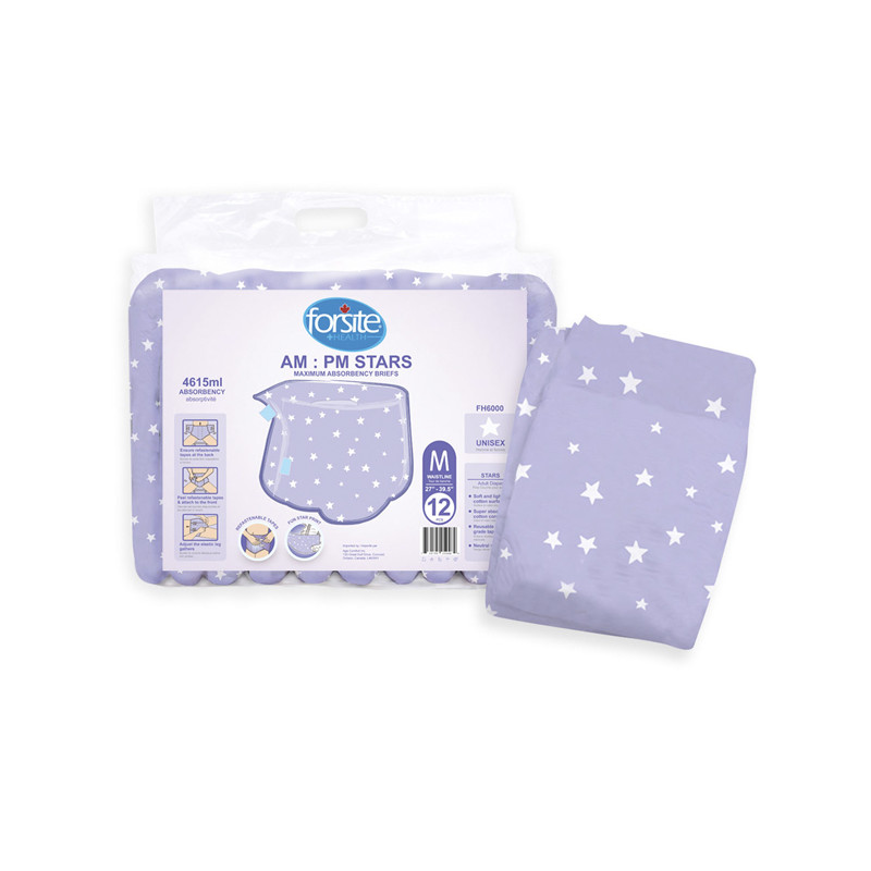 Maximum Absorbency Incontinence Adult Briefs - AM:PM Stars