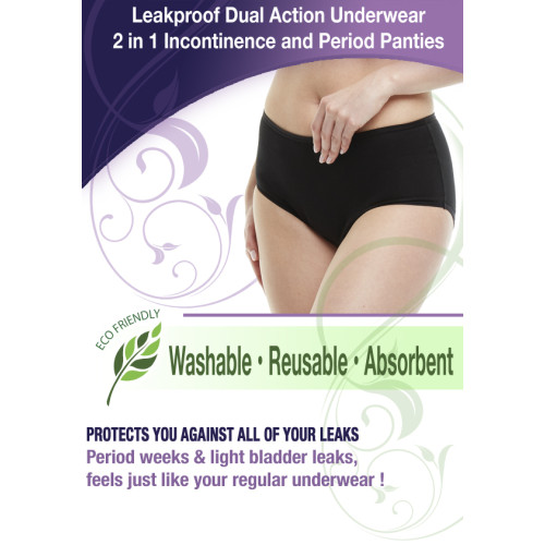 Leakproof Dual Action Underwear - 2 in 1 Incontinence and Period