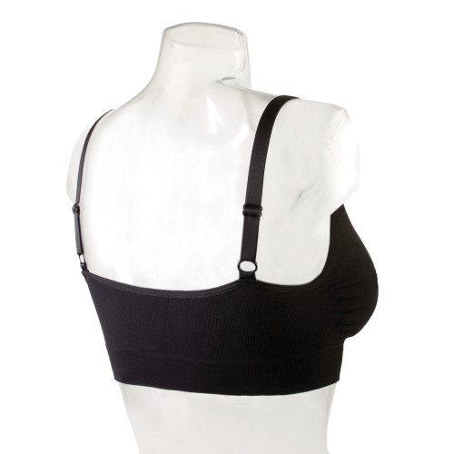 Seamless Padded Slip-On Adjustable Straps Comfort Bralette - Black