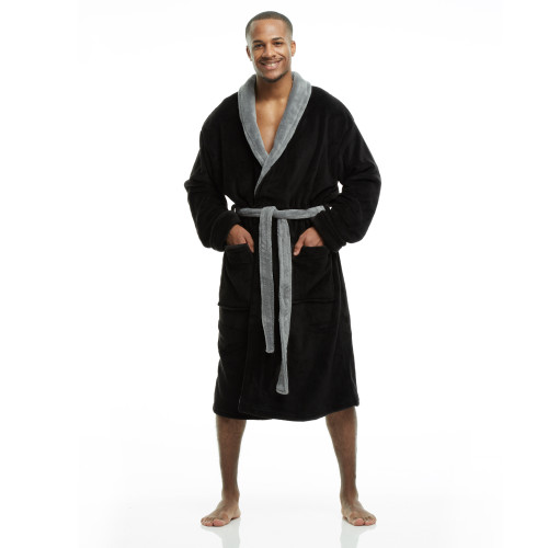 Robe de chambre pour hommes avec un col châle en polaire doux