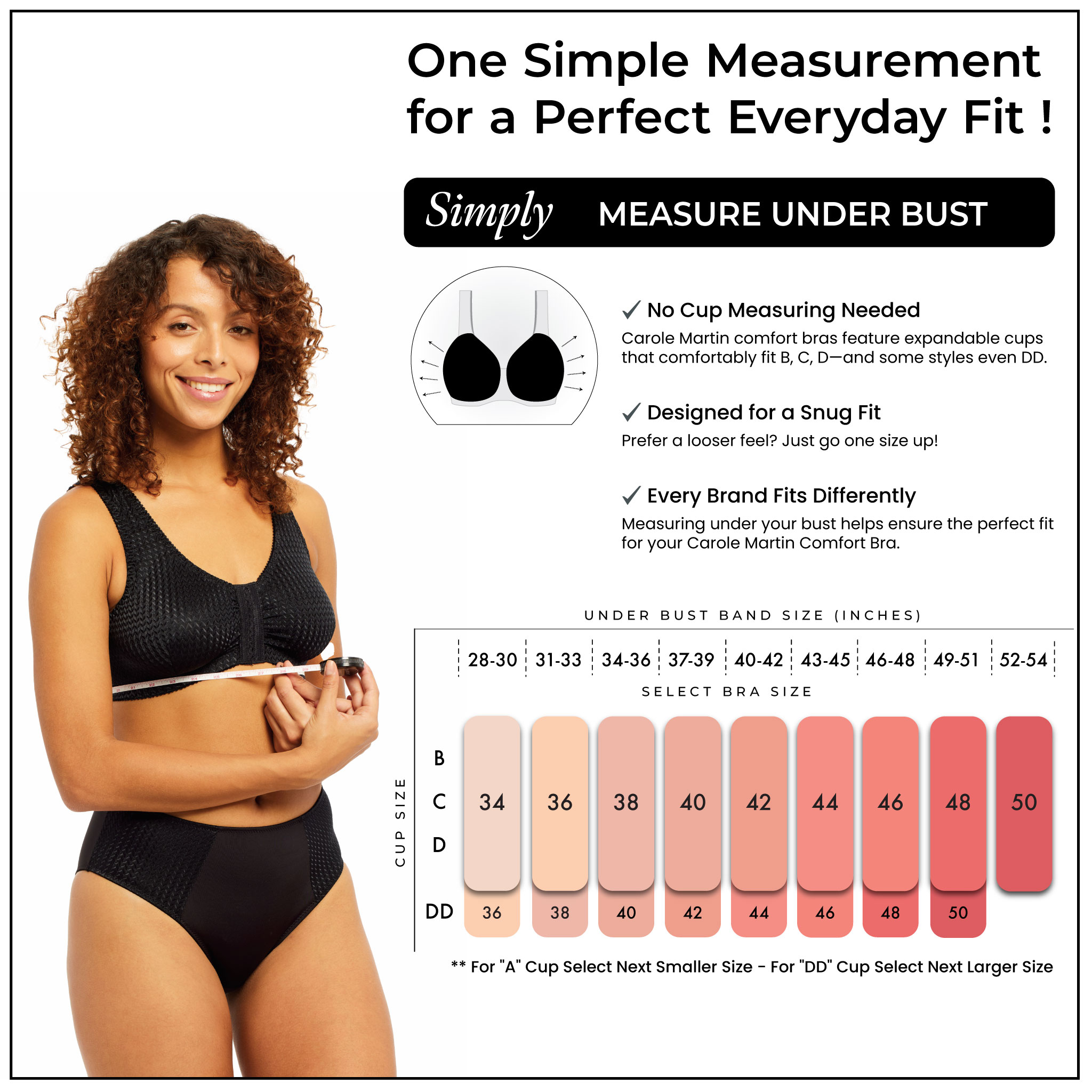 Carole Martin Comfort Bras Sze Chart