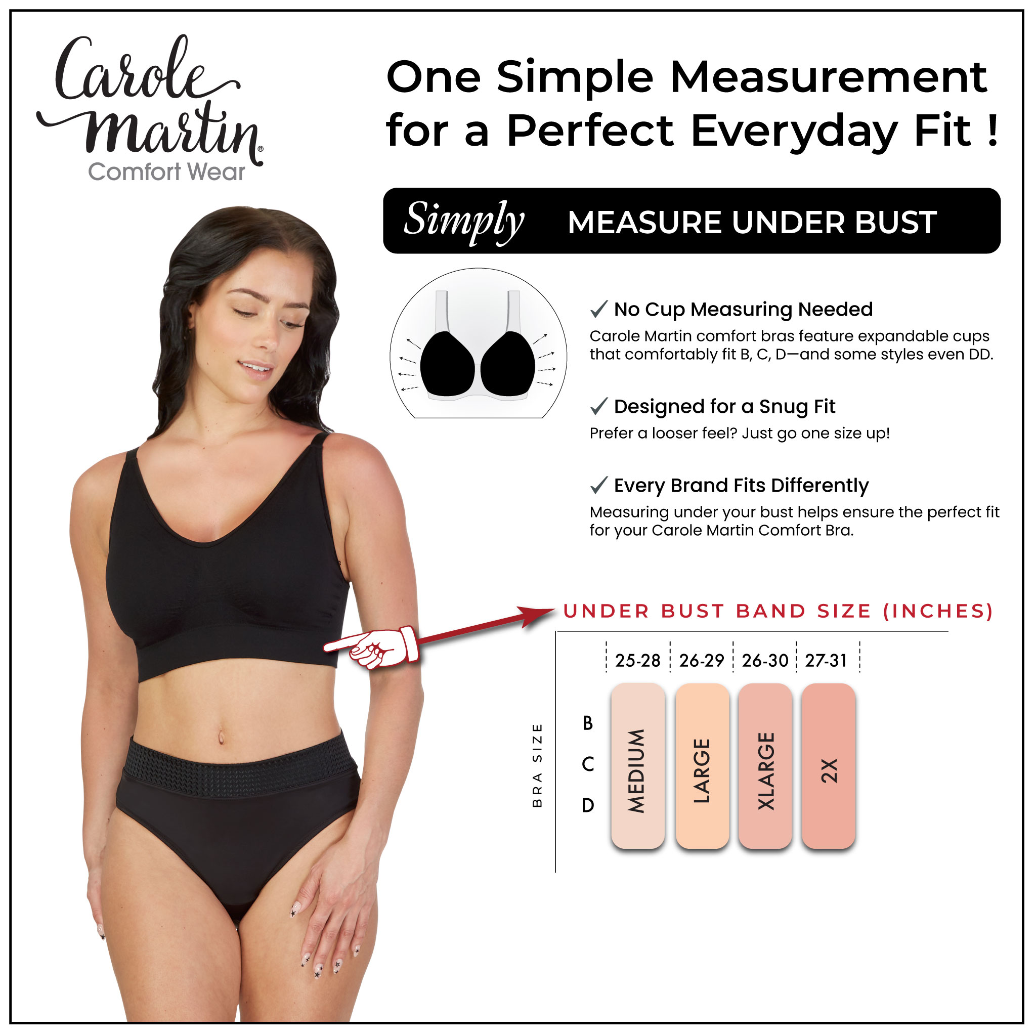 Carole Martin Bra and Brief Size Charts