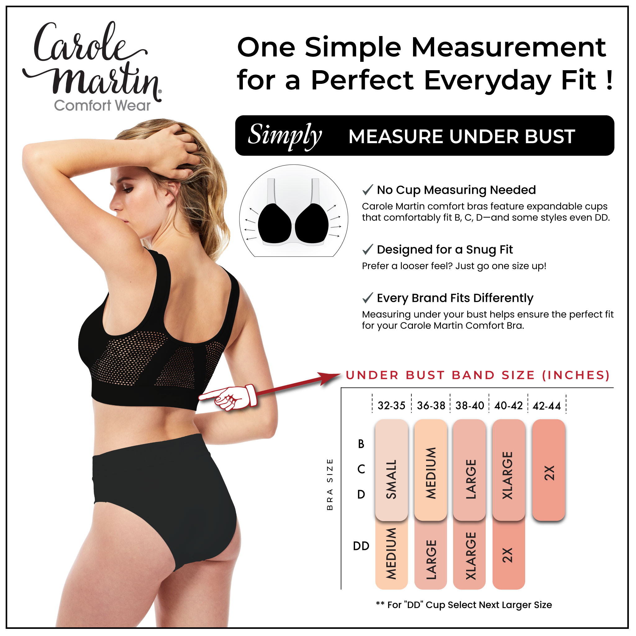 Carole Martin Cool Comfort Bra Size Chart